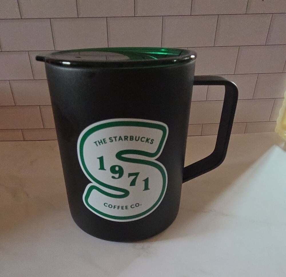 Starbucks 1971 Black Stainless Steel Mug Size 16oz